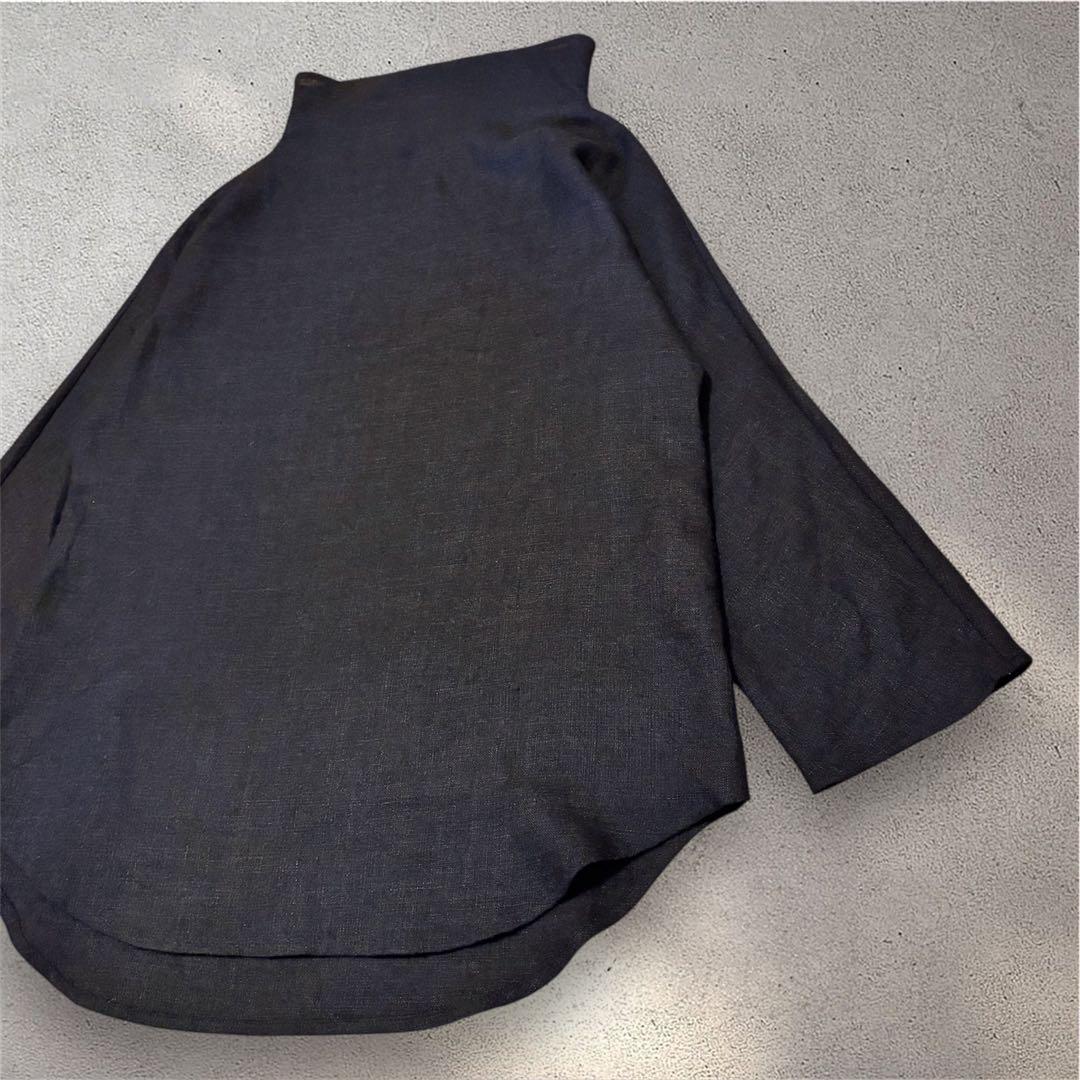 ミカコナカムラ　カシミヤ　リネン　ハイネックチュニック　ブラック　日本製