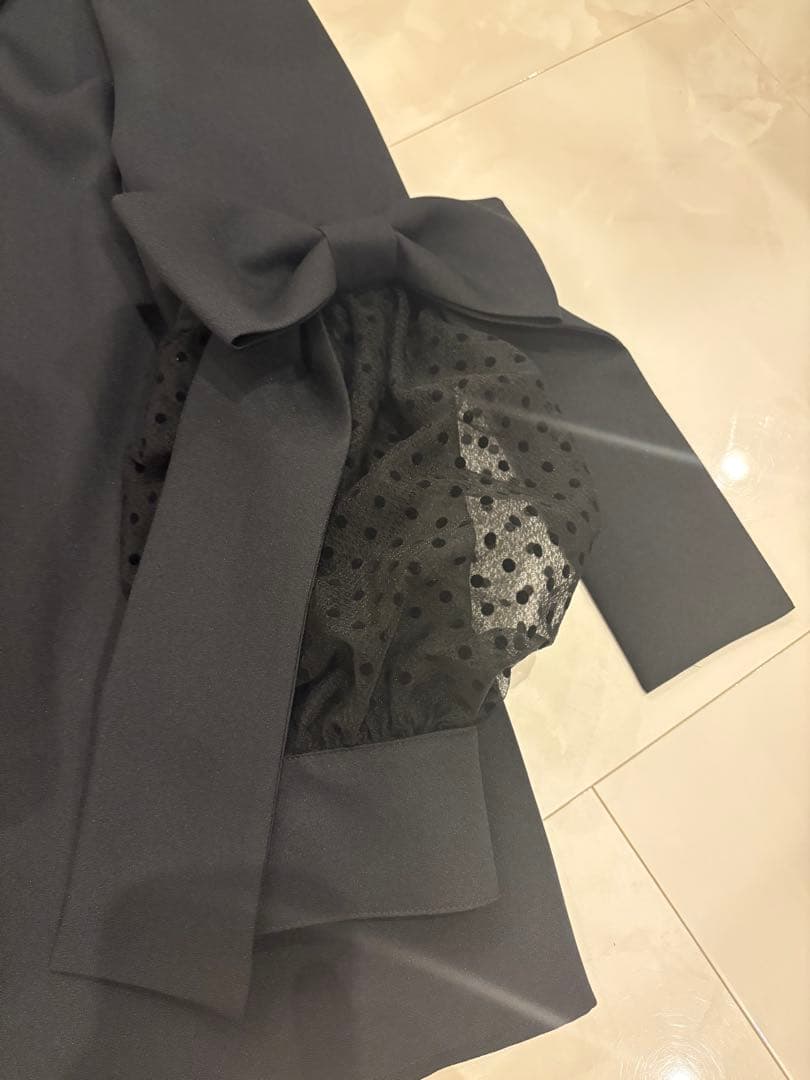 ルネ Rene 黒リボンドットブラウス 美品