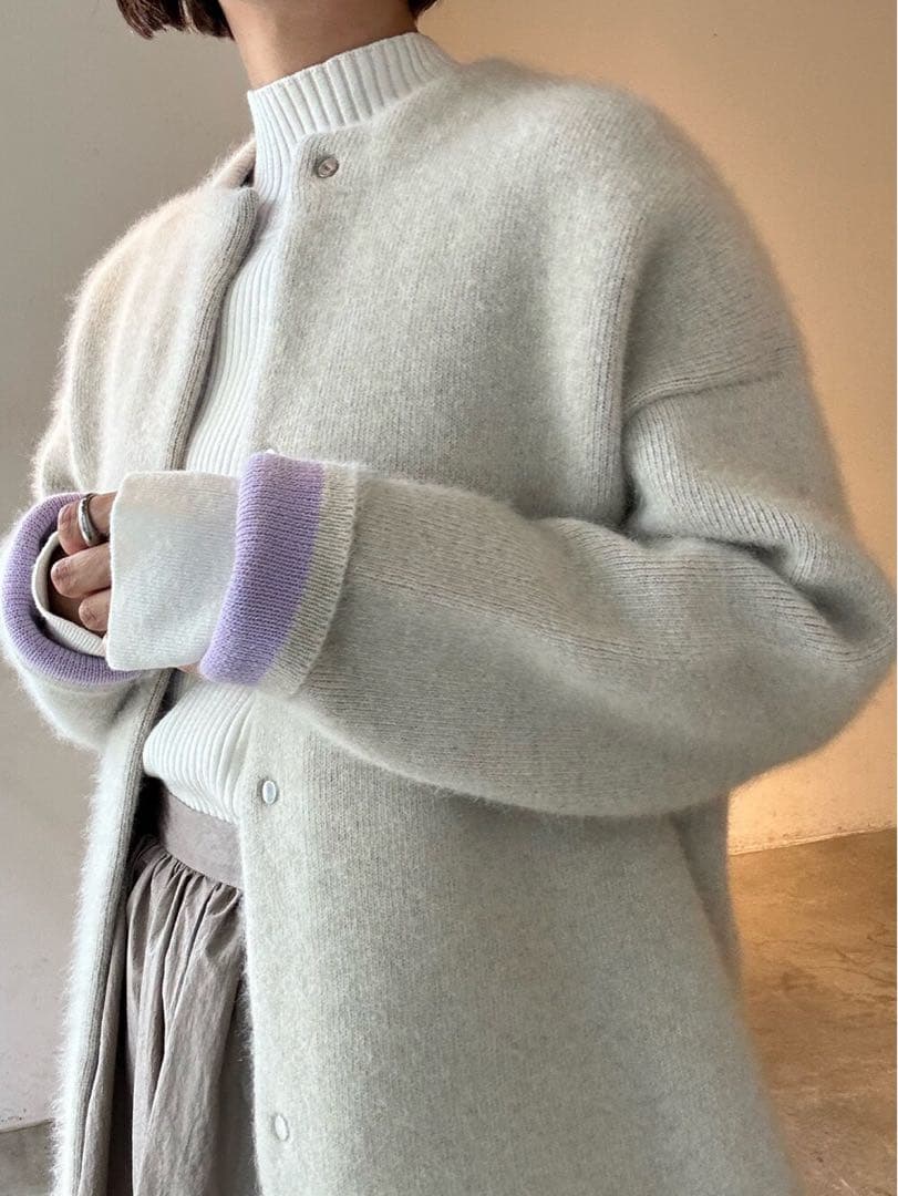 ベーシックCNラクーンミックスダブルフェイスカーディガン ELENDEEK