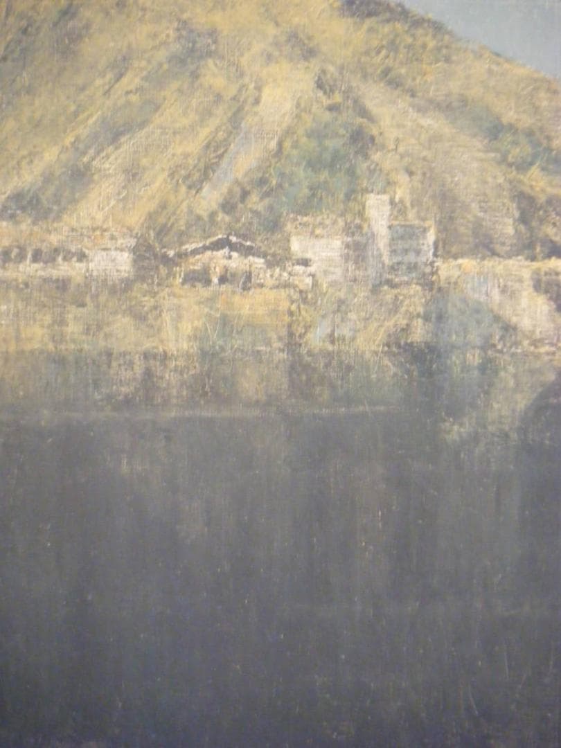 【真作】絵画　本荘赳　油彩10号　丹沢湖　春陽会　美情景　名品　O186