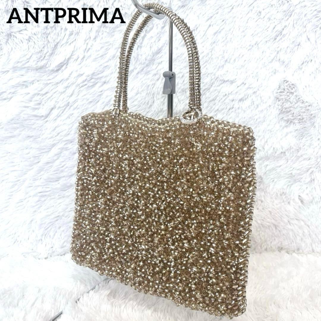 【美品】アンテプリマ スクエアワイヤーバッグ ゴールド ミニハンドバッグ