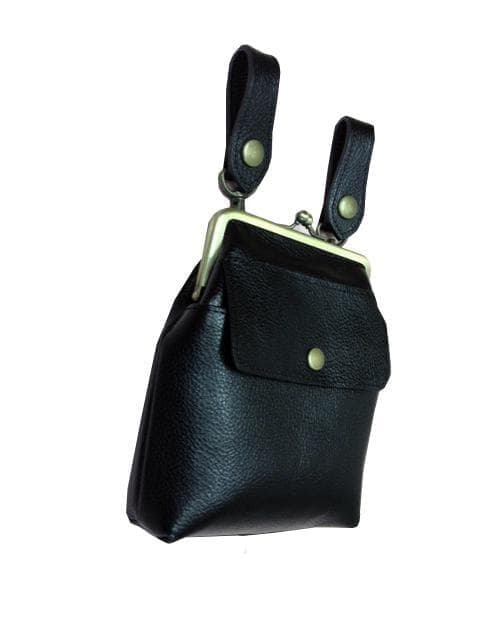 おまとめ　ALL牛革　タテ型がま口チョークバッグ・ウエストポーチ・吊下げタイプ