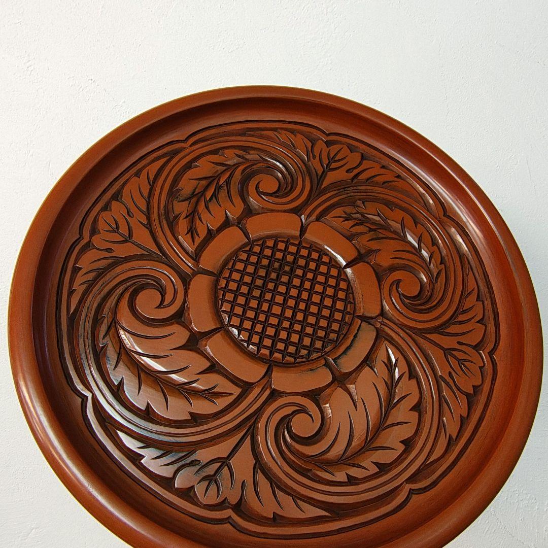 鎌倉彫【博古堂】唐草文 丸盆