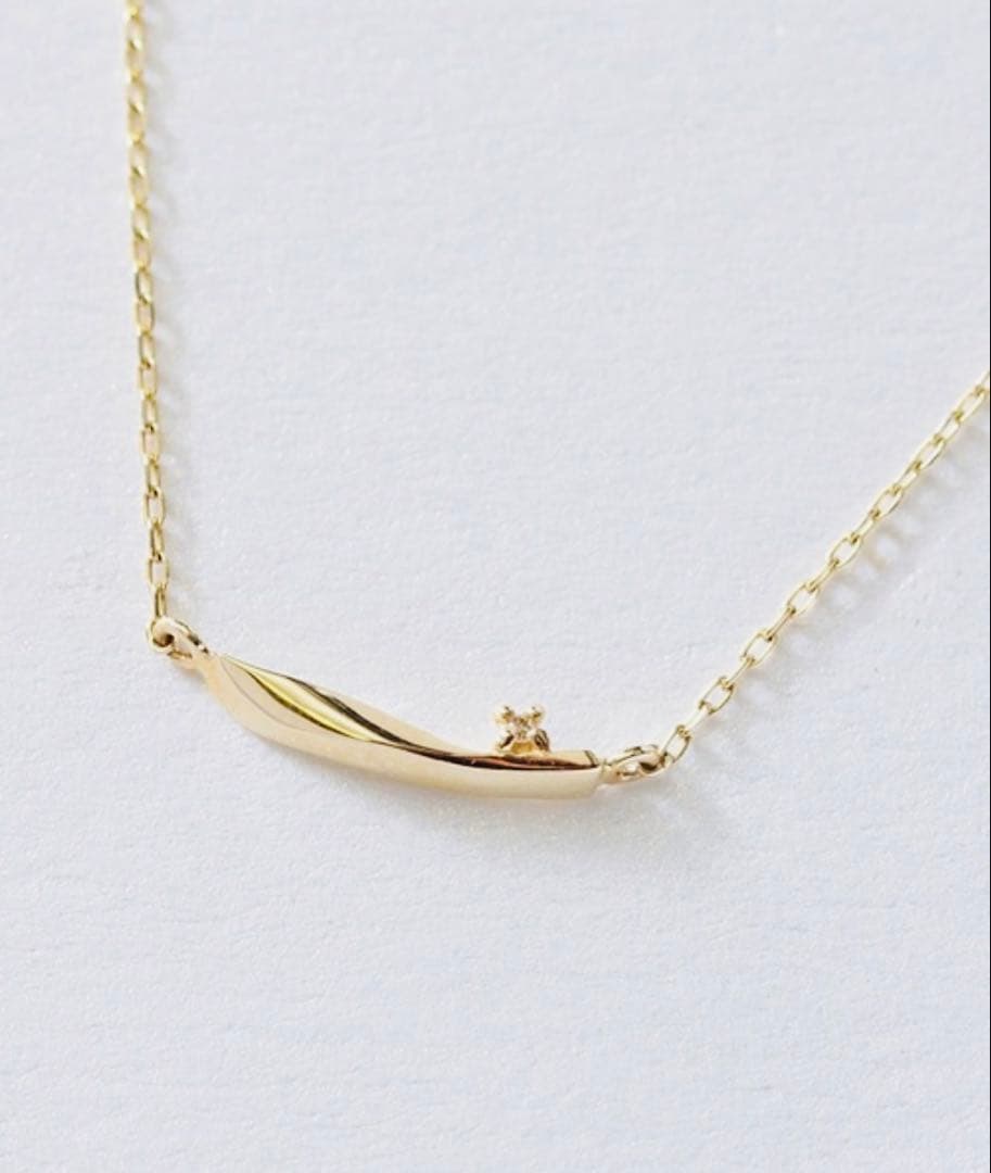 完売品【NOIR DE POUPEE】K10プチダイヤモンド ウェーブネックレス