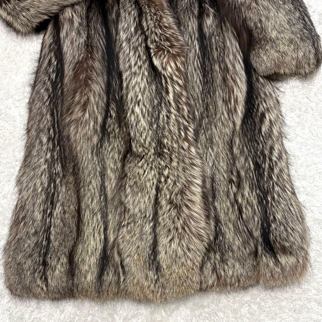SAGA FOX 肉厚ふわふわ シルバーフォックス ロングコート 11号 L
