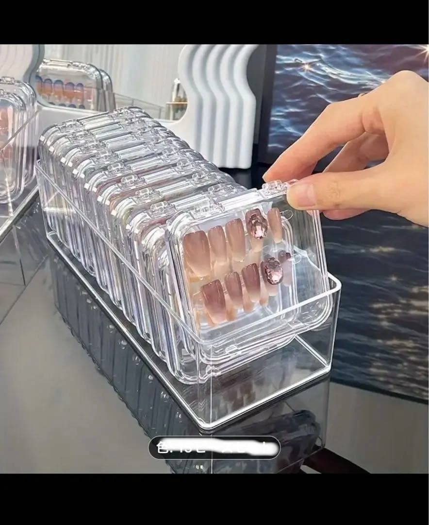 超値引ネイリスト向?ネイルチップ/手作アクセ収納ケース小10x9＋ロング11新品