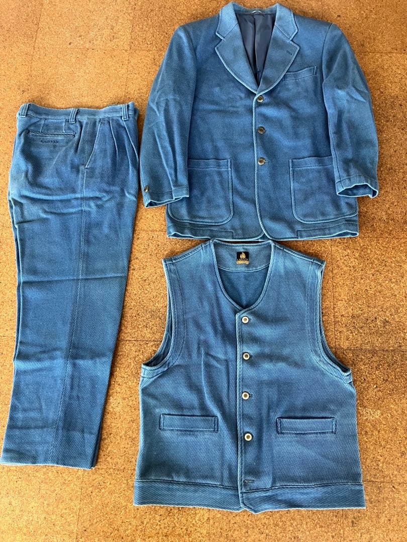 ランバン　デニムスーツセット（ジャケット・ベスト・パンツ）