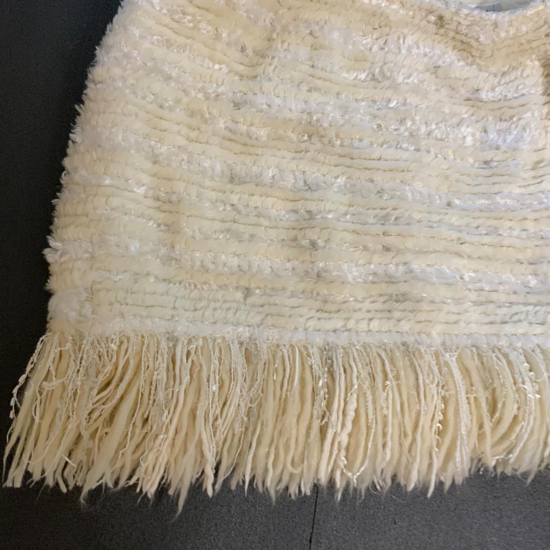 CHANEL ツイード フリンジ付き ミルキーミニスカート