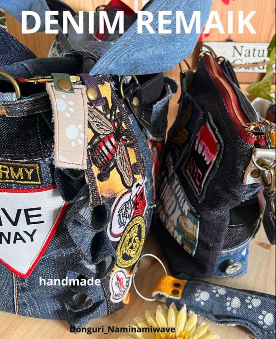 ゆぴさま❤️pagesになります。デニムリメイク❤️フリル付トート＆クラッチ２点