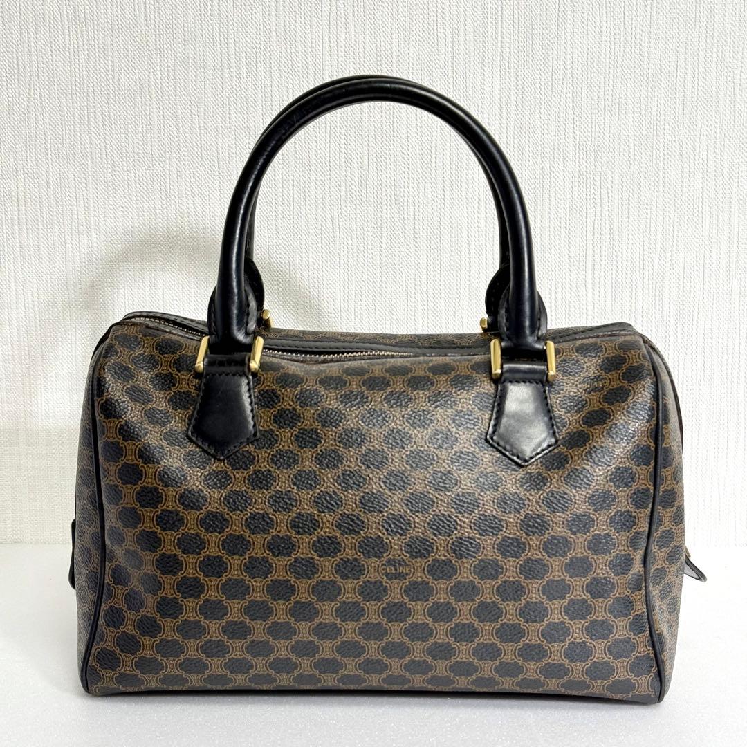 CELINE ヴィンテージ ミニボストンバッグ マカダム柄 ブラック 114