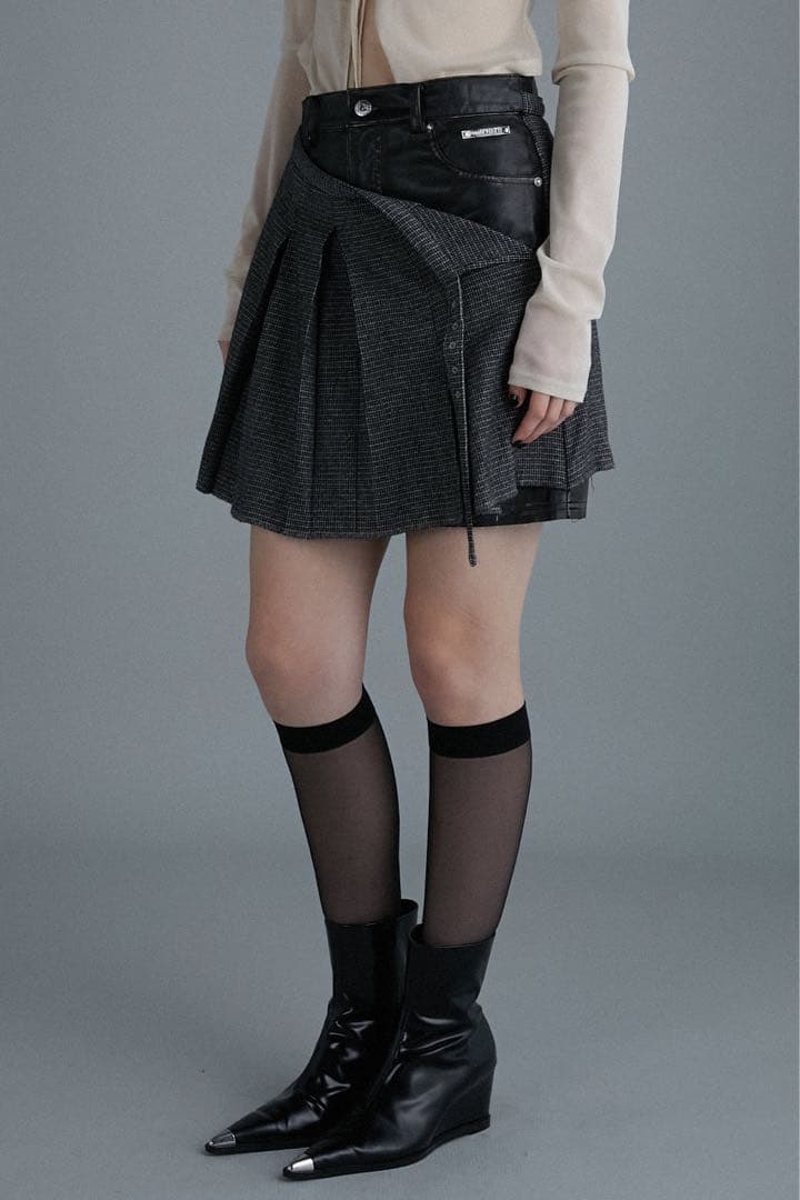 PRANK PROJECT フェイク　レザーコンビ プリーツスカート　新品