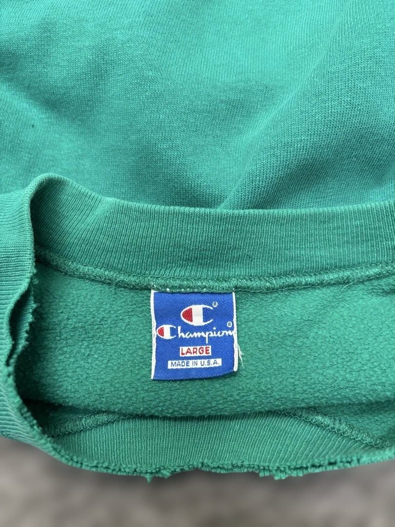 希少Champion グリーン フットボールヨーク スウェットシャツ 90s