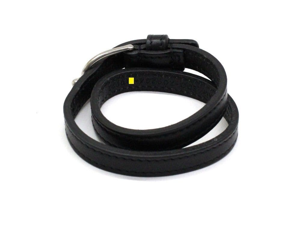 ■新品8万!サンローランパリ／レザーダブルラップ ブレスレット　Ｍ/黒×シルバー