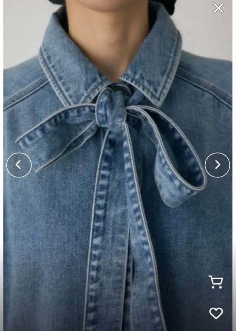 ボウタイデニムリボンシャツ