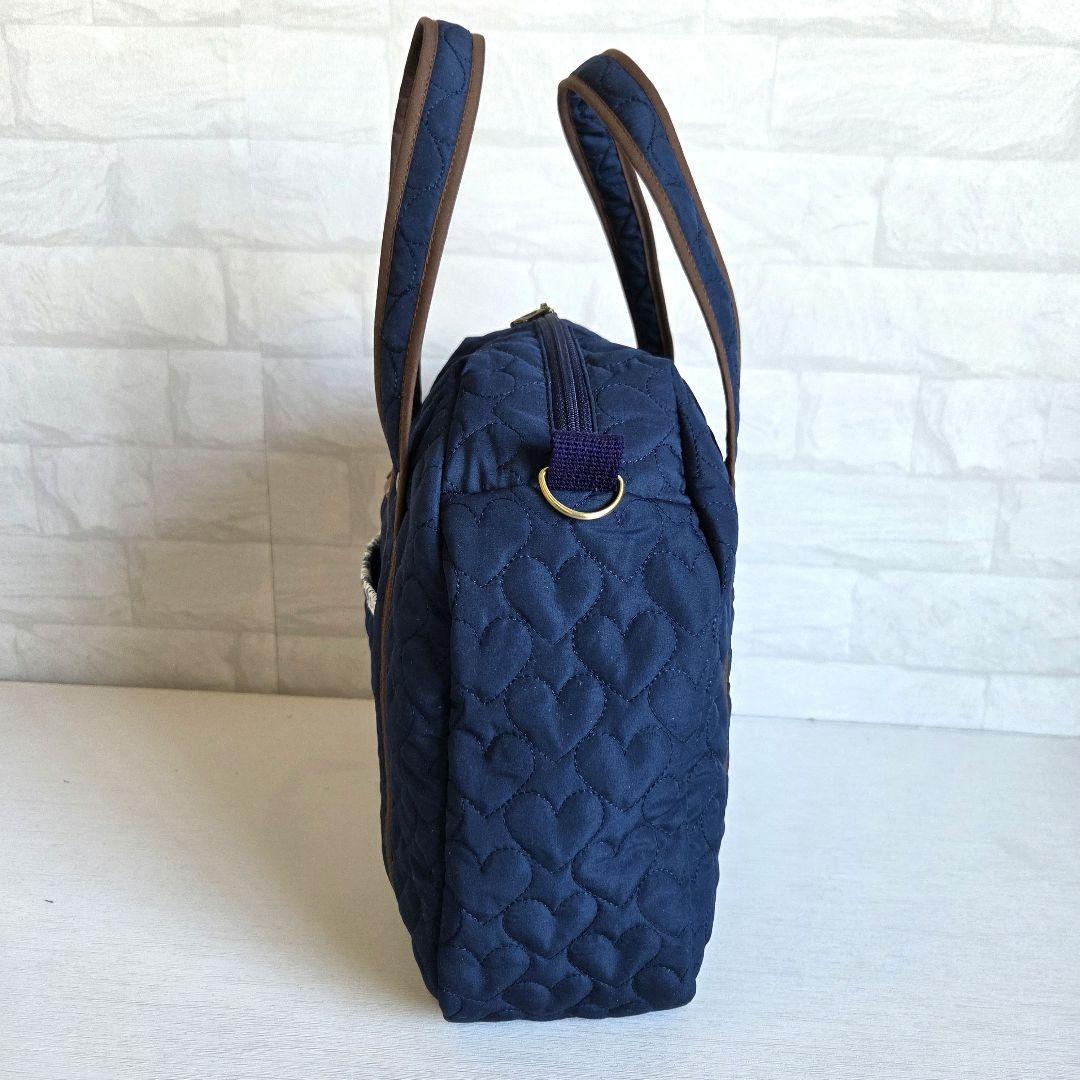 JUNE様　丸型ボストンバッグ(L)　ハートキルティング　ハンドメイド