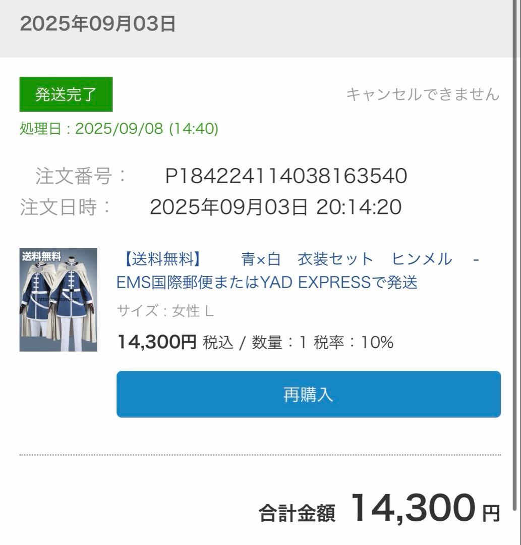 【コストモ製Lサイズ】葬送のフリーレン　ヒンメル　コスプレ　未使用美品