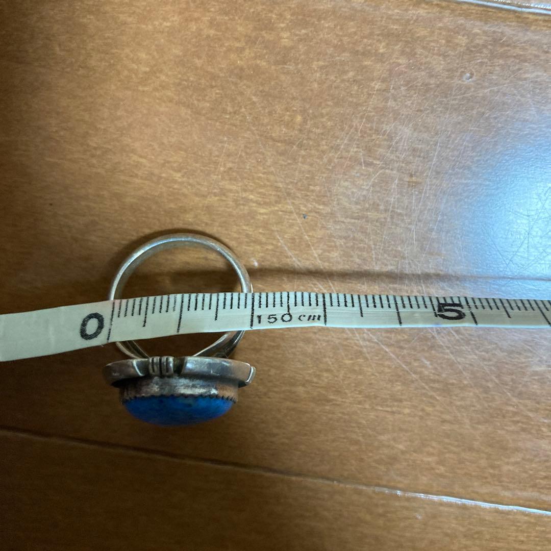 青い石の16号シルバーリングとペンダントセット