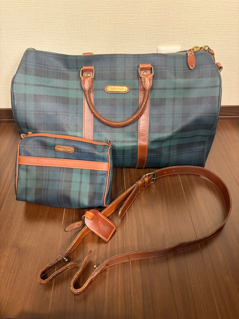 ラルフローレン ブラックウォッチ柄　ボストンバック　ポーチ　セット