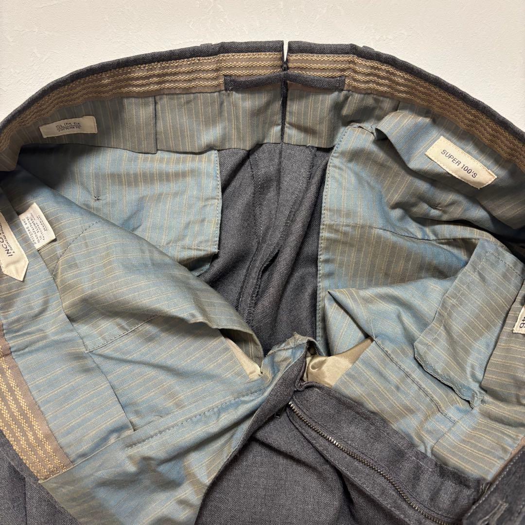 インコテックス スリムフィット ウール スラックス グレー46 SUPER100