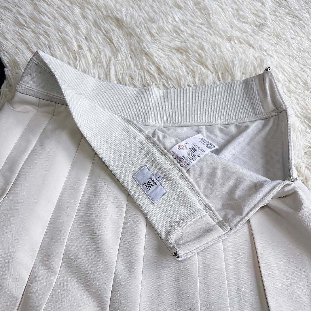 【アニューゴルフ】美品 プリーツスカート ホワイト Lサイズ レディース