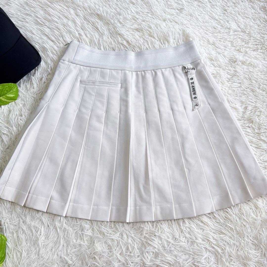 【アニューゴルフ】美品 プリーツスカート ホワイト Lサイズ レディース