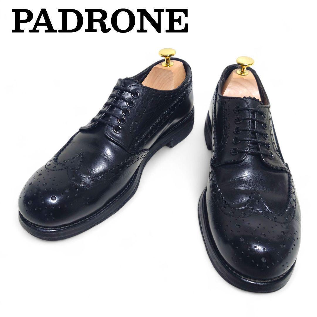 PADRONE パドローネ ウイングチップ メダリオン 内羽根 ブラック