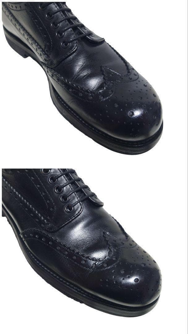 PADRONE パドローネ ウイングチップ メダリオン 内羽根 ブラック