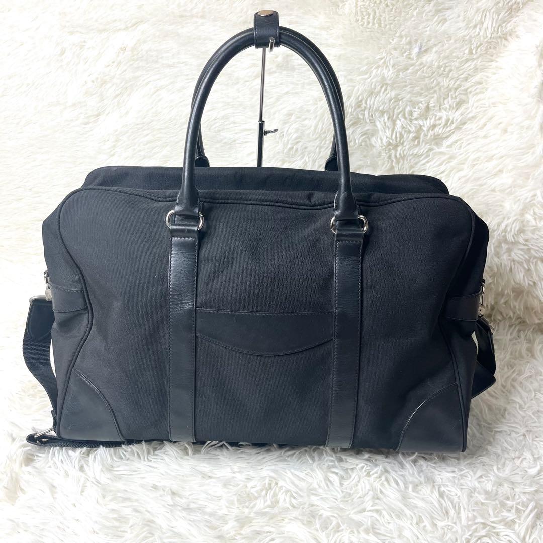 【美品】希少 ポロ ラルフローレン ボストンバッグ レザー×キャンバス ブラック