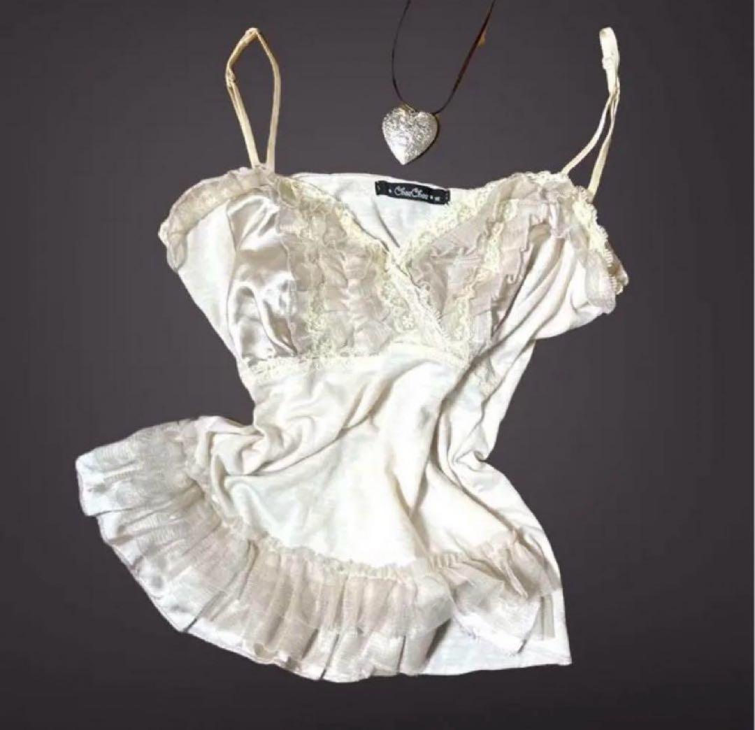 レア白ふりふり姫ギャルy2kフェアリーグランジロック古着屋ゴシックレースフリル