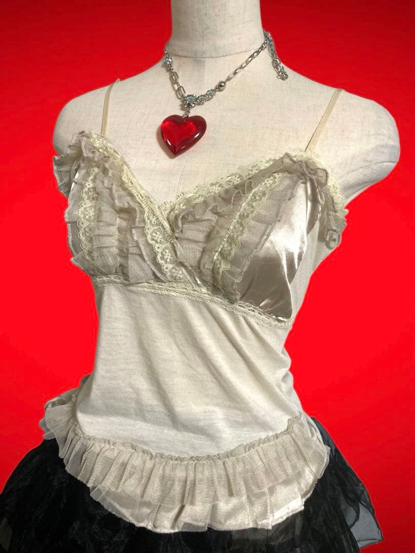 レア白ふりふり姫ギャルy2kフェアリーグランジロック古着屋ゴシックレースフリル