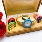 GUCCI バングル時計 カラフルバンド付きチェンジ ベゼル