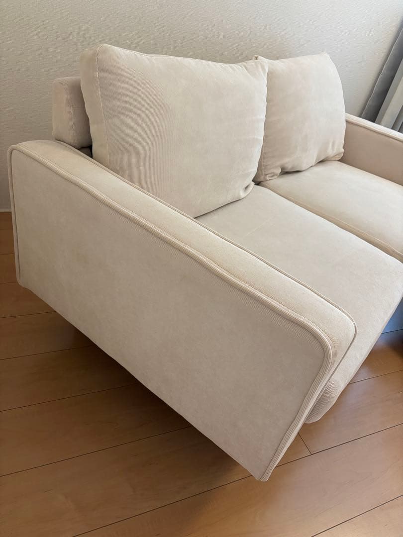 コーデュロイ ソファ 2人がけ アイボリー