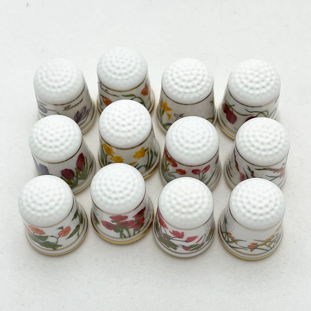 ♦️セール【美品/12個】シンブル オランダの花 フランクリン・ポーセリン