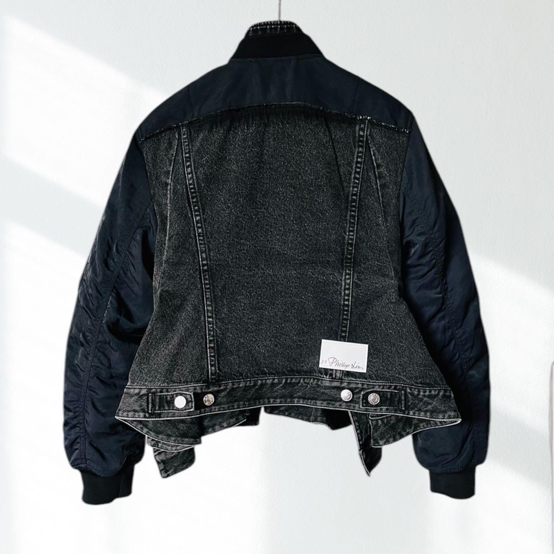 定価14万 3.1 フィリップリム 黒 デニム MA-1 デニム ジャケット M