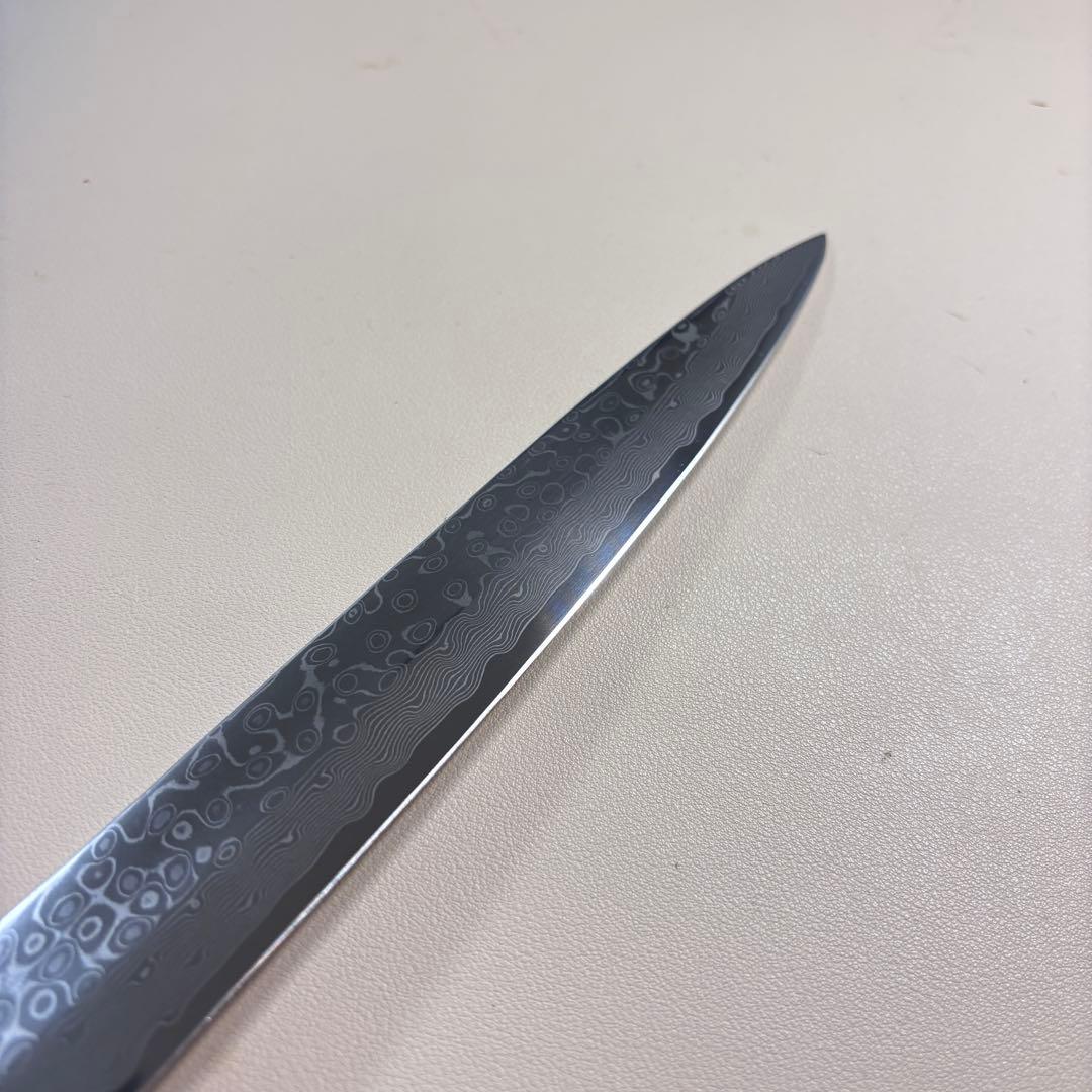 尺300mm 柳刃包丁 墨流しダマスカス　人工象牙八角柄 和包丁 白'-
