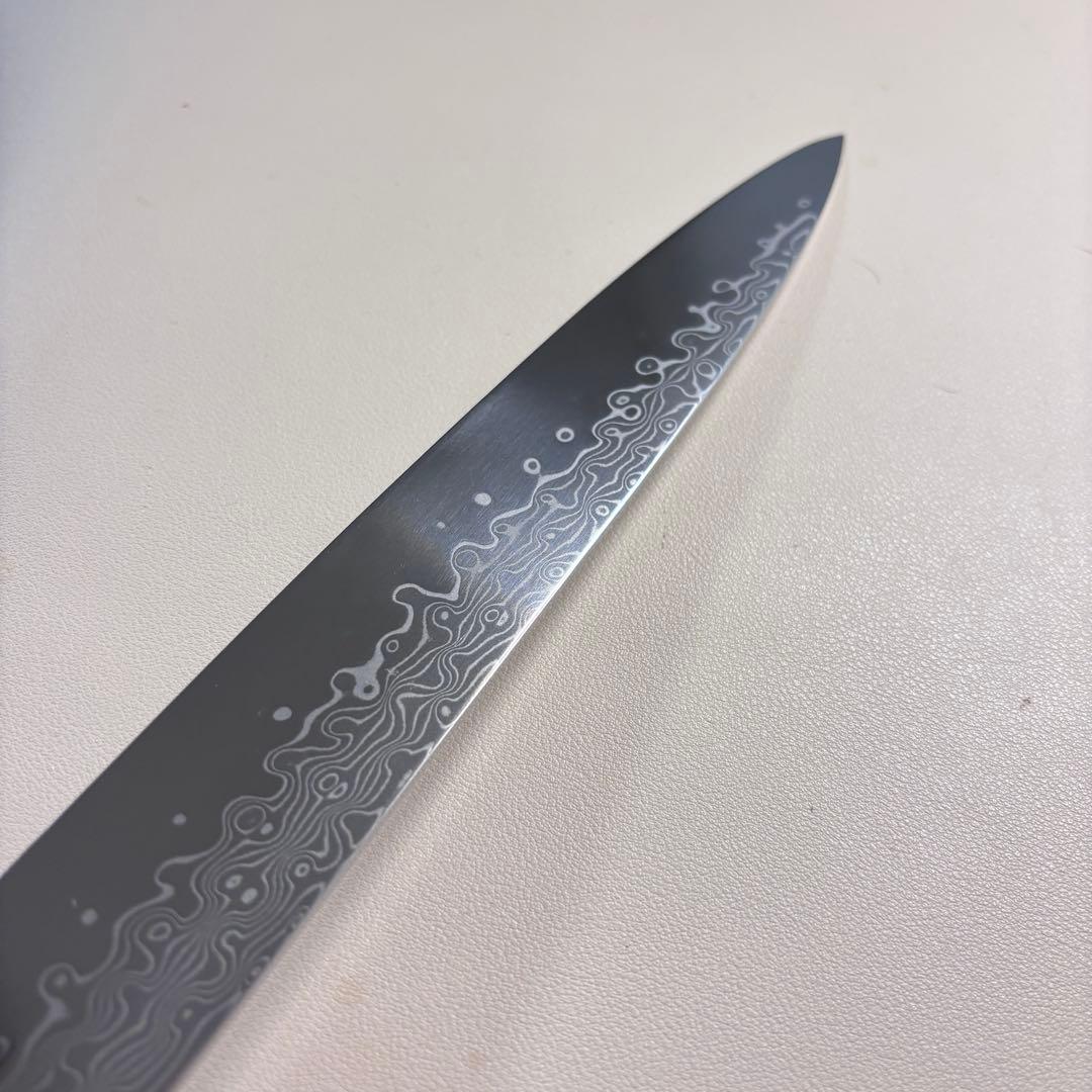 尺300mm 柳刃包丁 墨流しダマスカス　人工象牙八角柄 和包丁 白'-