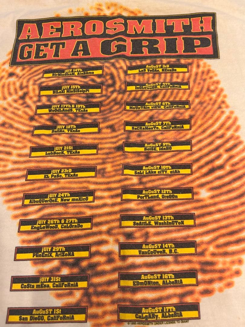 90s Aerosmith \"Get A Grip\" 1993 USツアーT