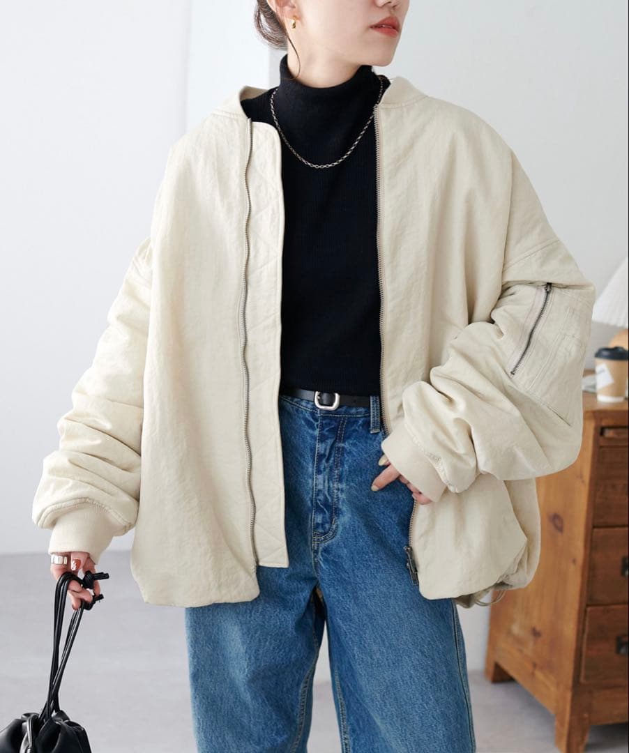 【美品】DISCOAT ディスコート メモリーボンバーブルゾン　アイボリー