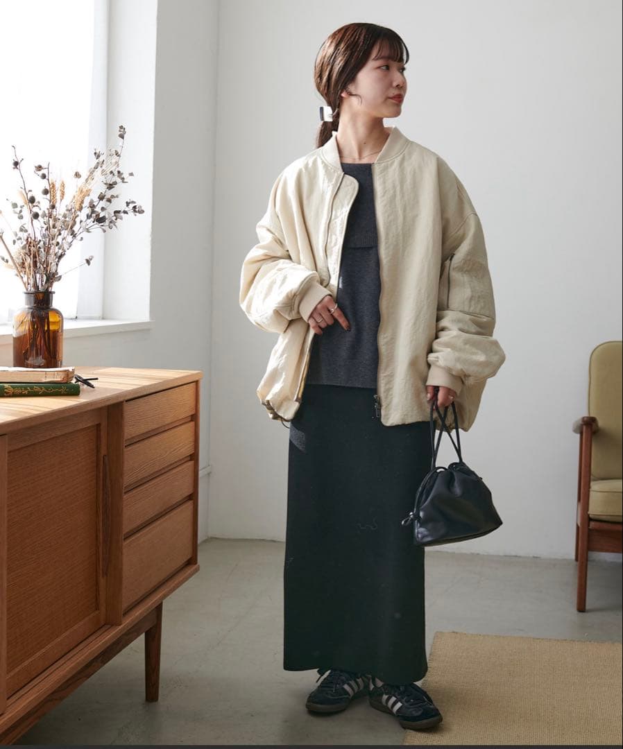 【美品】DISCOAT ディスコート メモリーボンバーブルゾン　アイボリー