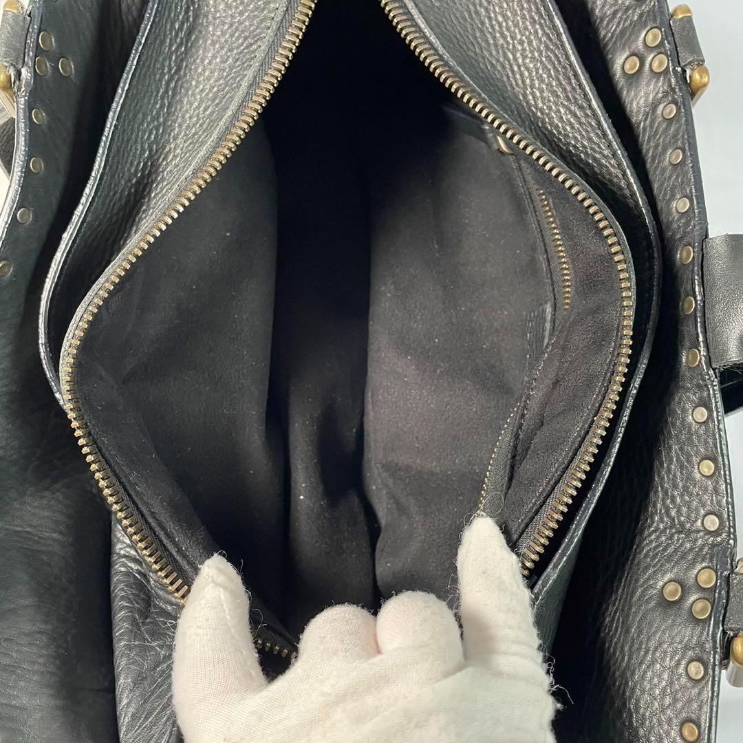 【美品】セリーヌ ハンドバッグ トートバッグ レザー スタッズ 肩掛け 黒