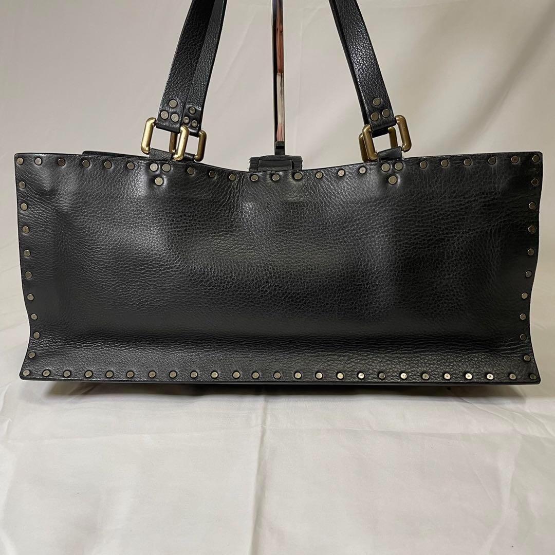 【美品】セリーヌ ハンドバッグ トートバッグ レザー スタッズ 肩掛け 黒