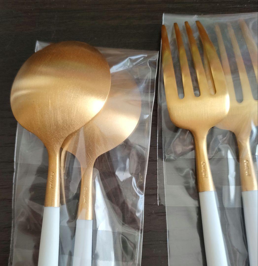 クチポール　ゴア　ホワイト　マットゴールド　デザートセット2組