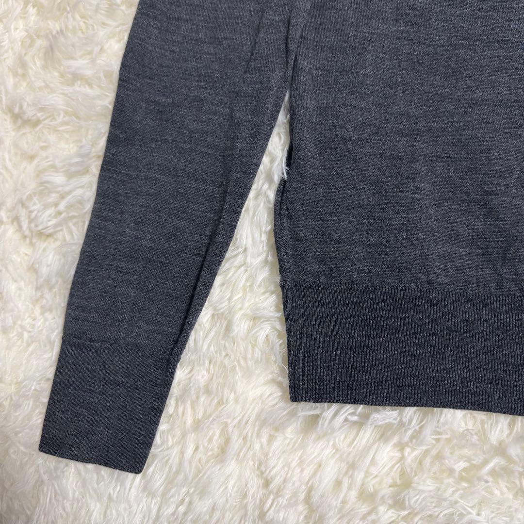 【美品】ジョンスメドレー タートルネック ニット S チャコール メリノウール