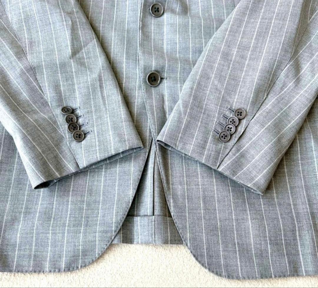 【SALE】極美品BEAMS F スーツ ストライプ グレー 日本製