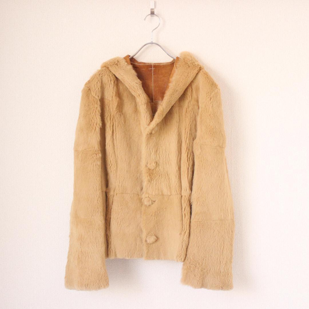 LANVIN ラビットファー レザージャケット M ベージュ
