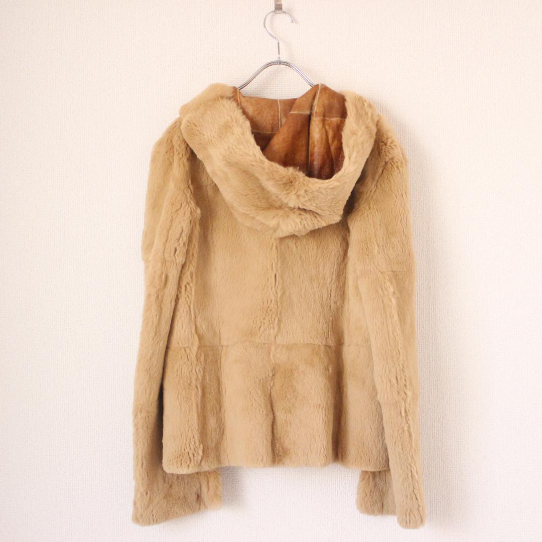 LANVIN ラビットファー レザージャケット M ベージュ