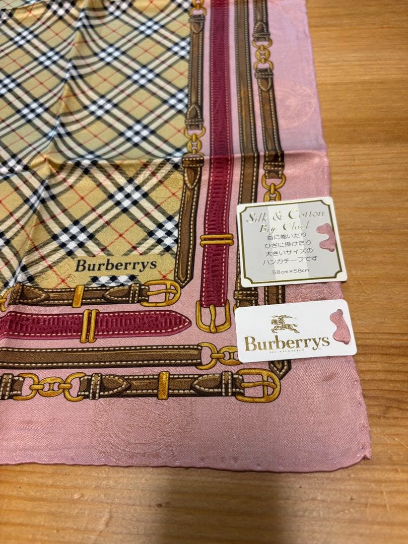 H*守様 シルク&コットンBurberry チェック柄ハンカチ 3点セット