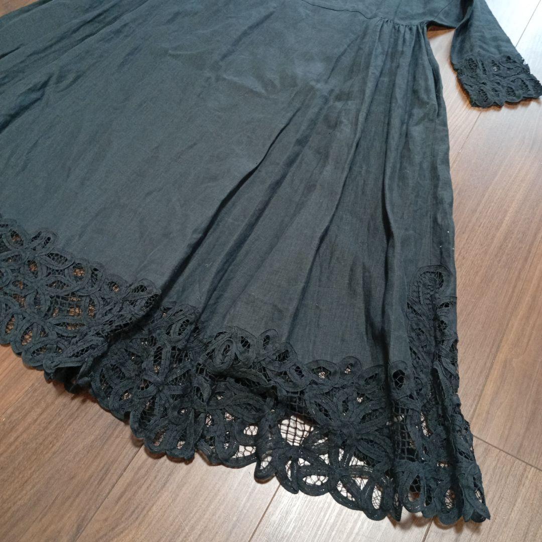 ハウスオブロータス　バテンレースワンピース　麻　リネン