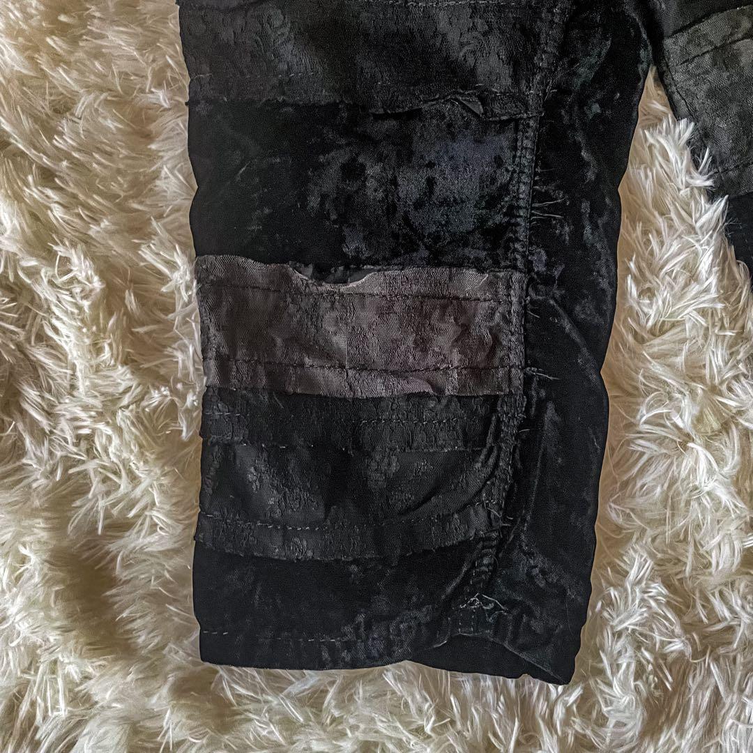 トリコ コムデギャルソン レース装飾切替 ベロア ハーフパンツ Mサイズ　黒