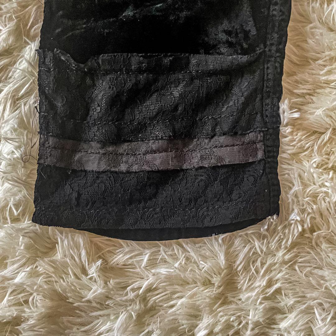 トリコ コムデギャルソン レース装飾切替 ベロア ハーフパンツ Mサイズ　黒